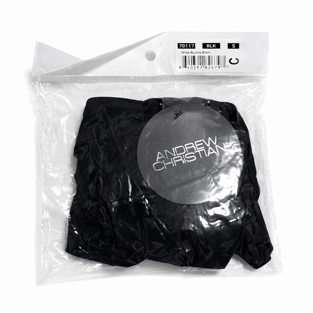 Andrew Christian Small (28-31) Black Wrap Buckle Bikini Swim Briefs 70117 NWT - Picture 11 of 12